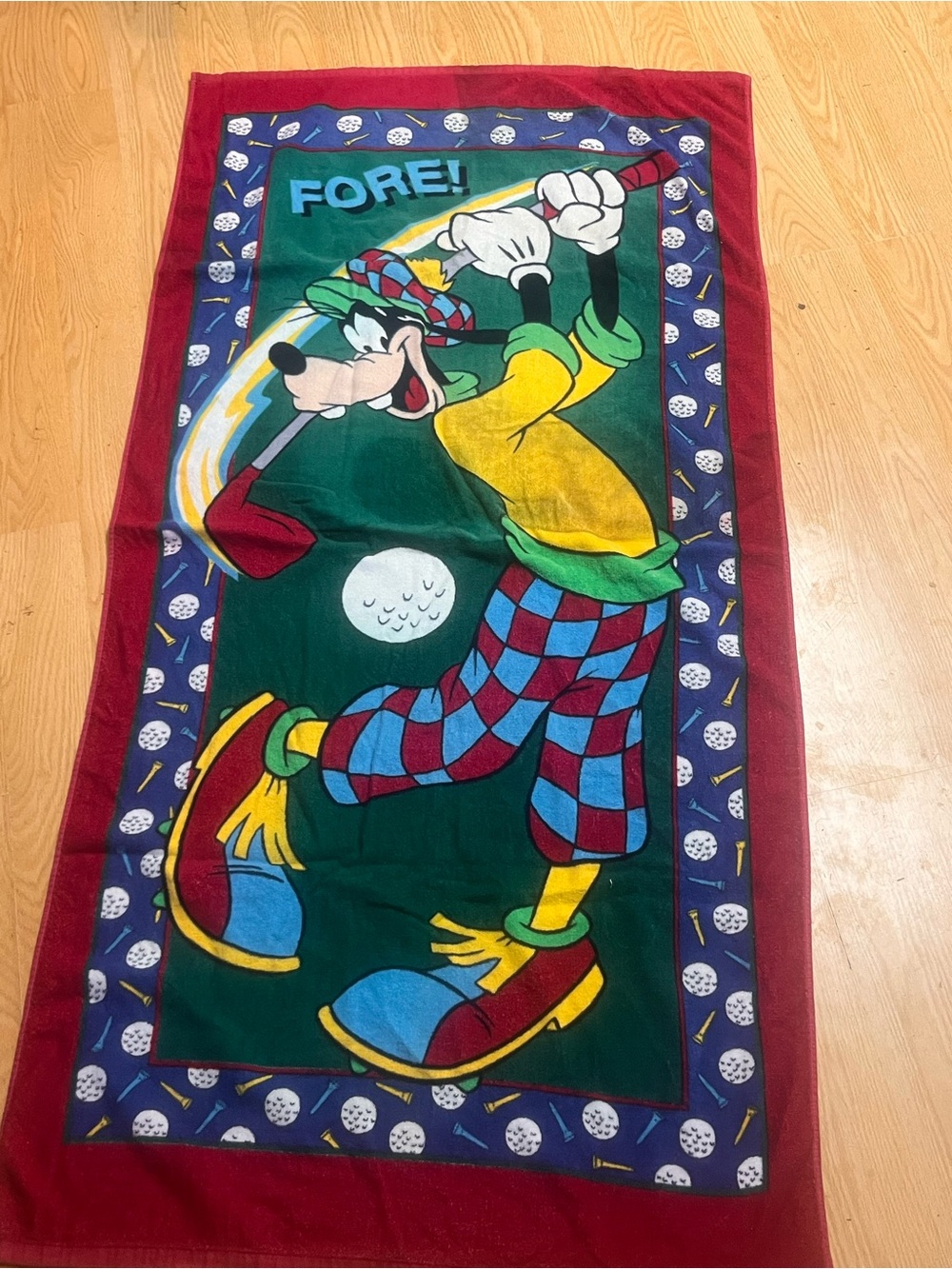 Disney Goofy Golf Character Beach Towel - Red, Blue, Green, Yellow